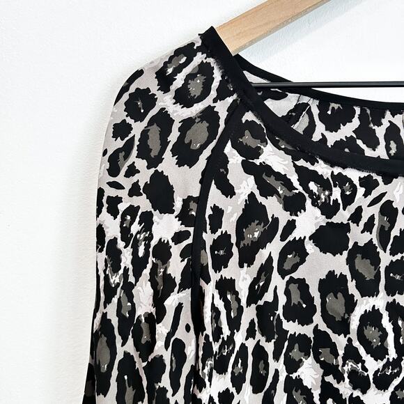 Ulla Johnson Leopard Print Silk Boat Neck Blouse Black Size 8 - Picture 3 of 7